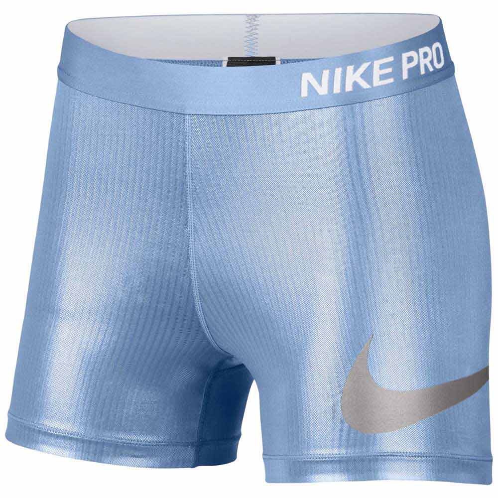 Nike pro light blue metallic dri-fit shorts